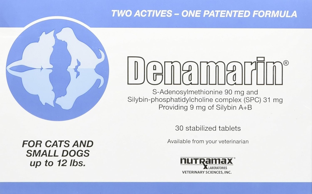 Laboratoires Nutramax Denamarin foie supplément de santé pour petits chiens et chats - avec S-Adénosylméthionine (SAMe) et Silybin, 30 comprimés