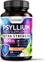 Psyllium Husk Capsules 1500mg - Supplément de fibre - Pilules de fibre naturelle soluble avec poudre de Psyllium Husk - Soutient la santé des Guts et des Colons - Non-OGM, Sans gluten, Vegan - 120 Capsules