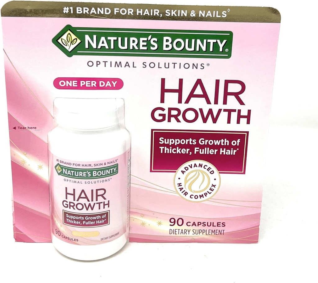 Nature's Bounty Hair Growth Supplement, 1 Per Day, Clinically Shown to Support Thicker, Fuller Hair, with Biotin, Silicon & Arginine, 90 Capsules