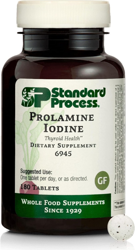 Prolamine Iodine Thyroïde de processus standard supplément diététique - Vegan, sans gluten, sans lait et sans soie - support endocrinien essentiel - 180 comprimés