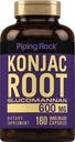 Piping Rock Glucomannan Capsules 600mg | 180 Pills | Konjac Root Fiber Supplement | Non-GMO, Gluten Free