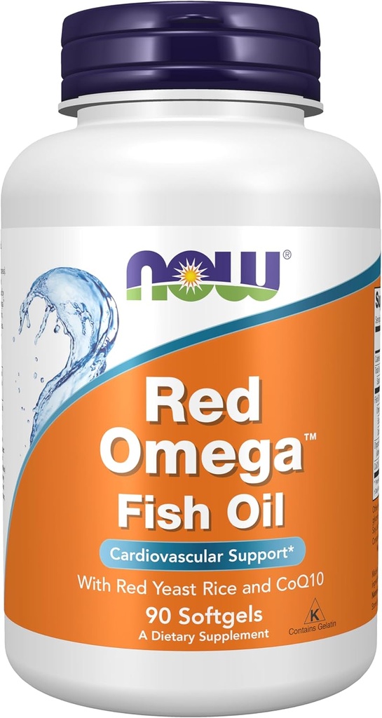 NOW Foods Supplements, Red Omega™ with CoQ10 30 mg and Omega-3 Fish Oil, Cardiovascular Support*, 90 Softgels