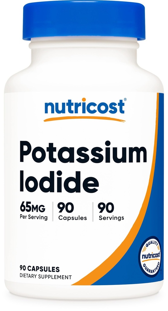 Iodide de potassium (KI), 90 capsules, 65mg Iodide de potassium par portion, végétarienne, sans OGM et sans gluten