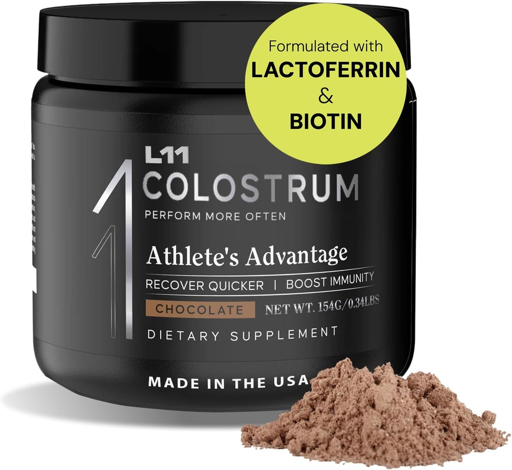 Supplément de colostrum par L11 avec la lactoferrine Biotine Zinc et vitamine D. Poudre de colostrum bovine pour la santé athlétique maximale, la santé des intestins, les muscles et l'immuno-support