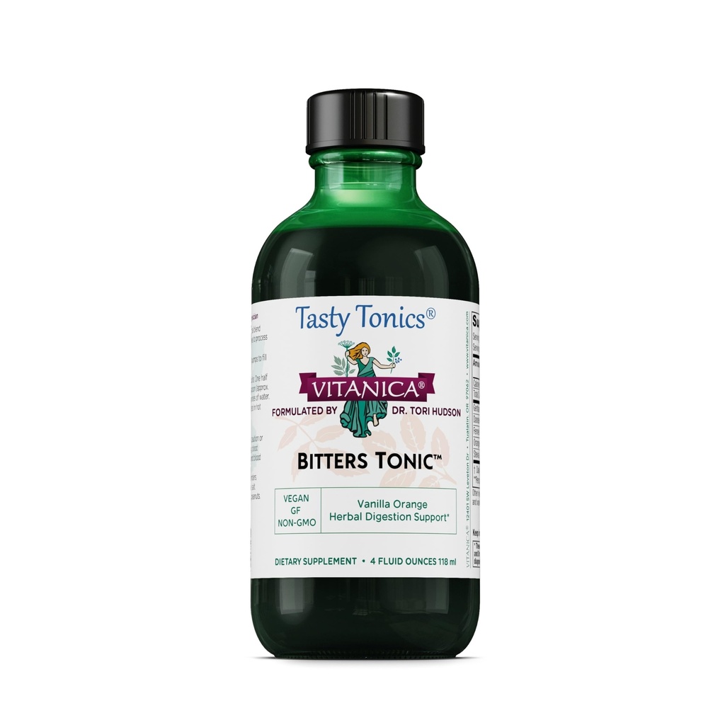 Vitanica Bitters Tonic, Supplément de digestion liquide, Support de digestion, Sans alcool, Vanilla Orange, Vegan, 4 Once (Bitters Tonic)