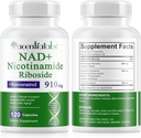 120 Count NAD Plus Supplement, Liposomal Nicotinamide Riboside Capsules 900MG with Resveratrol & Quercetin, High Purity Nicotinamide for Anti-Aging, Cell Gegeneration/Energy/Immune Booster