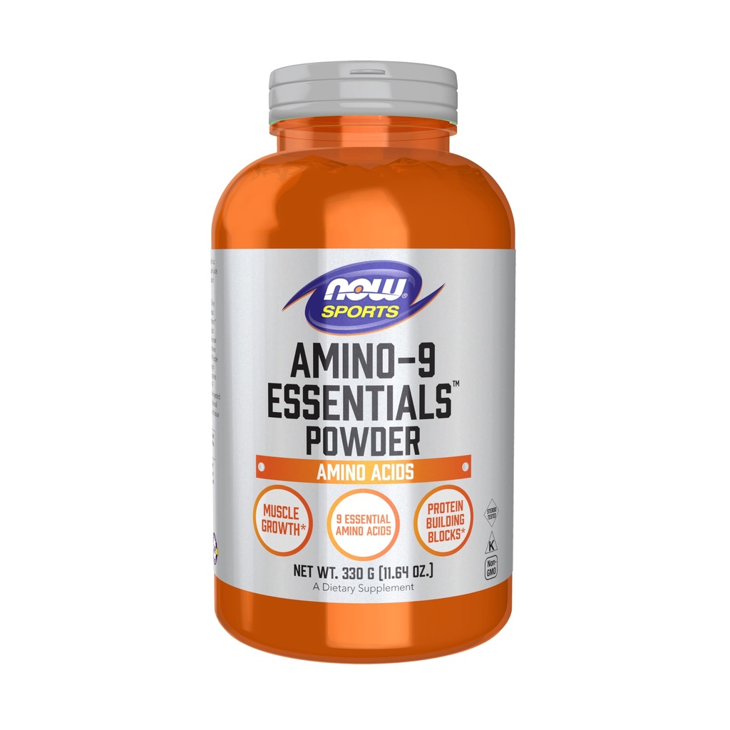 MAINTENANT Nutrition sportive, poudre Amino-9 EssentialsTM, synthèse protéique améliorée, acides aminés, 330 grammes