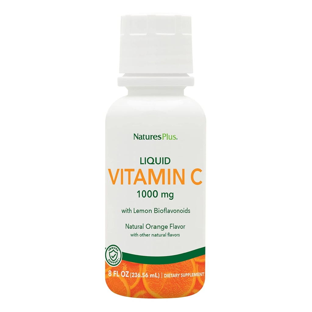 NaturesPlus Vitamine liquide C - 1000 mg, 8 fl oz - avec bioflavonoïdes citron - Végétarien, sans gluten - 8 portions