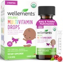 Wellements Des gouttes de multivitamines biologiques pour bébés (1 Fl Oz) - Multivitamines liquides pour nourrissons et tout-petits (2 mois+) - Vitamines pour nourrissons pour le soutien immunitaire*, croissance saine et développement des os*