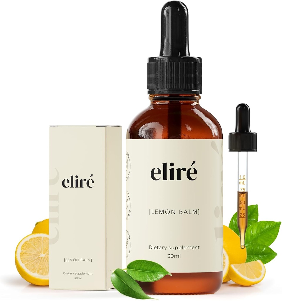 Organic Lemon Balm Drops (10:1) – Alcohol-Free Extract with only 3 Ingredients – Gentle After-Meal Digestive Comfort and Occasional Bloat Relief – Mix in Tea – Organic, Kosher, Non-GMO – 1 fl oz