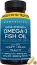 Viva Naturals Triple Strength Omega 3 Pilules d'huile de poisson – Formule à haute puissance de 2500 mg avec acide gras Omega 3 à 2250 mg (y compris EPA, DHA, DPA) sous forme rTG pour absorption – certifié IFOS, 90 Softgels
