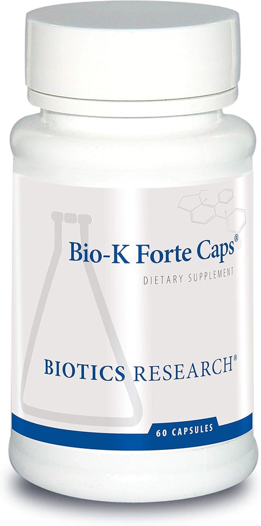 Recherche en biotique Bio K Forte Caps Vitamine K comme ménaquinone 7, phytonadione, Combinaison avec K1 et MK 7 dans un rapport 1:10. Vitamine K haute puissance avec SOD et Catalase 60 Capsules