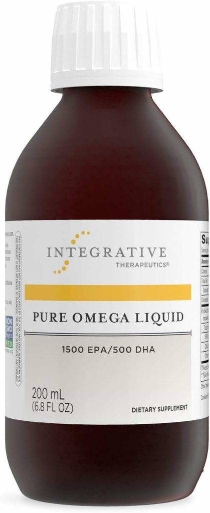 Thérapeutique intégrative Pure Omega Liquid - Supplément à l'huile de poisson pour le soutien nutritionnel - Soutien à la santé cardiaque* - Pas de Burps de poisson - Source durable - Sans lait - Citron, 6,8 fl oz (40 portions)