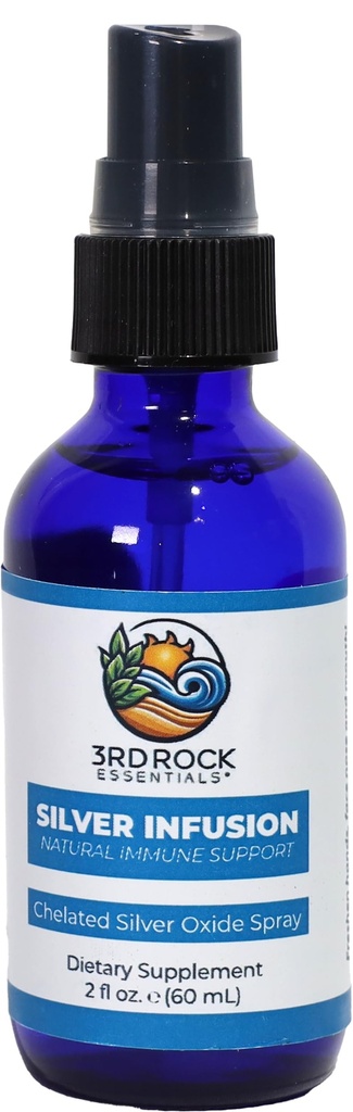 3rd Rock Essentials (en argent) Infusion 150 PPM Spray d'oxyde d'argent chélaté Supplément diététique (en argent naturel) Spray d'argent liquide Immune Supplément de soutien (en argent naturel)