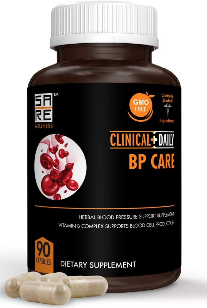 Soins cliniques quotidiens BP - Suppléments non OGM. Hawthorne Berry BP Optimizer. Acide folique, Niacine, Ail, Uva Ursi, Buchu, Hibiscus, Vitamines B6 B12, C. 90 ct