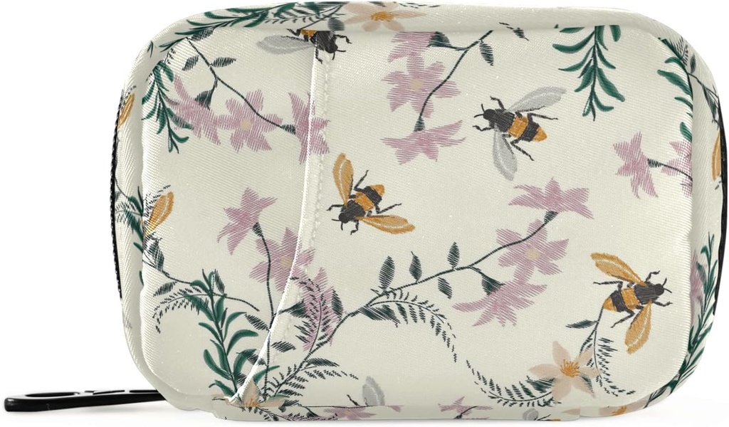 Pilule de miel florale Boîte à pilules de 7 jours Pilule de voyage Sac organisateur avec fermeture éclair Case hebdomadaire portable Taille compacte pour support de supplément de vitamine