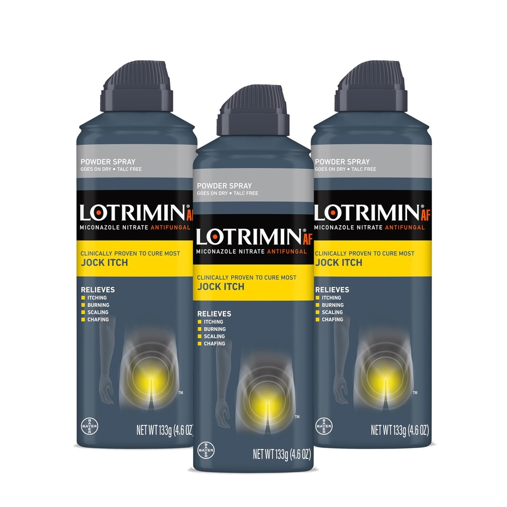 Lotrimine AF Jock pulvérisateur en poudre, Nitrate de Miconazole 2% - Traitement de la plupart des démangeaisons, 4,6 onces (133 grammes) pulvérisateur (paquet 3)