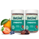 BeLive Synbiotiques - Gommies de fibre probiotique et prébiotique – Inuline haute résistance (3g), Supplément de fibre diététique, Soutien digestif pour les enfants et les adultes - Fraise, citron, Blueberry Flavor