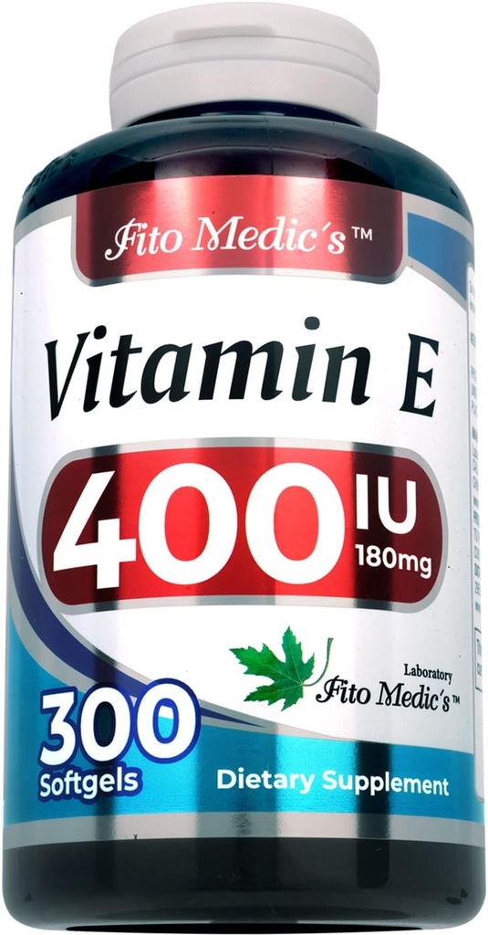 FITO MEDIC'S Lab - Vitamine e - 400 UI, 300 Softgels of - Pure- Vitamine e Oil - for Antioxydant Support- Vitamine e Capsules - Ultra haute Absorption- Vitamine e.