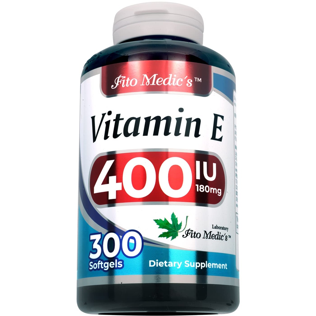 FITO MEDIC'S Lab - Vitamine e - 400 UI, 300 Softgels of - Pure- Vitamine e Oil - for Antioxydant Support- Vitamine e Capsules - Ultra haute Absorption- Vitamine e.