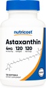 Nutricost Astaxanthin 4mg, sans gluten et sans OGM, 120 Softgels (4 mois d'approvisionnement)