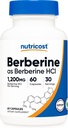 Nutricost Berberine HCl 1200mg , 60 Capsules végétariennes - Sans gluten et sans OGM