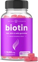 NutraChamps Biotin Gummies 10000mcg [High Potency] pour les cheveux, la peau et les ongles sains Vitamines pour les femmes, les hommes et les enfants - 5000mcg dans chaque Vitamines capillaires Gummy - Vegan, Non-OGM, Supplément santé capillaire