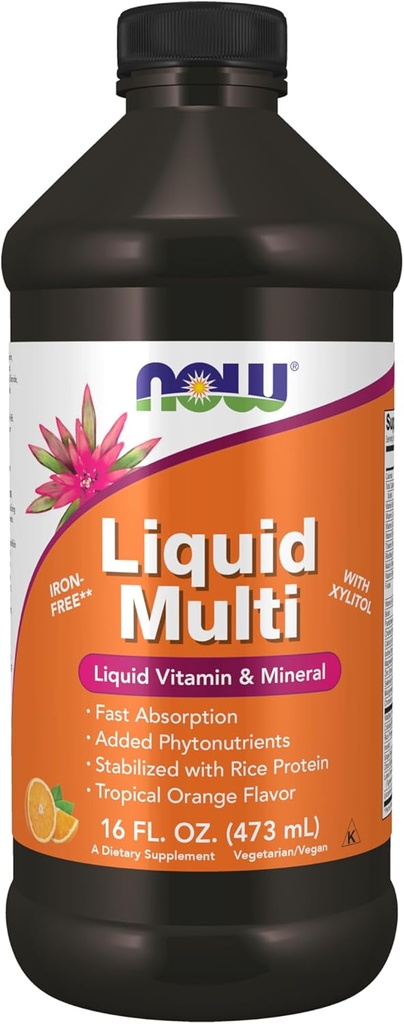 MAINTENANT compléments alimentaires, liquide multi, saveur orange tropicale, absorption rapide, avec des phytonutriments ajoutés, 16-Ounce