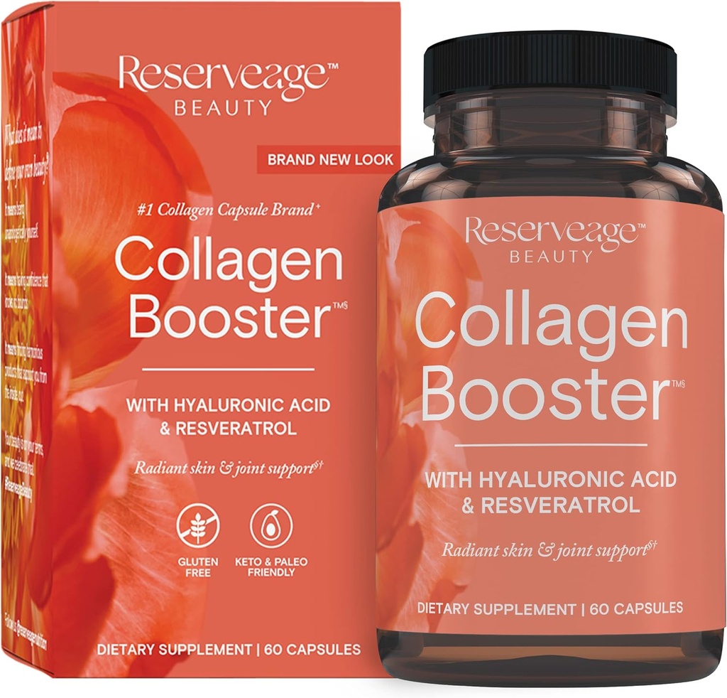 Reservation Beauty Collagen Booster - Supplément pour les soins de la peau et la santé articulaire - Soutient une production de collagène saine pour les femmes - 60 capsules (30 portions)