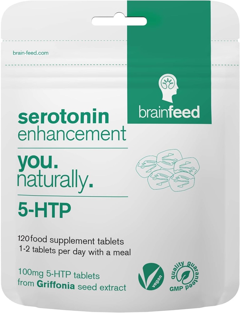 Serotonin Supplements (120) | 1-a-Day Serotonin Mood Support | 5HTP 100mg Per Tablet from Griffonia Seed Extract | Natural Serotonin Booster | 3 Month Supply