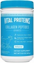 Protéines vitales Supplément en poudre de collagène à l'herbe Peptides hydrolysés avec acide hyaluronique et vitamine C - Sans OGM, sans produits laitiers et sans gluten, 9,33 oz