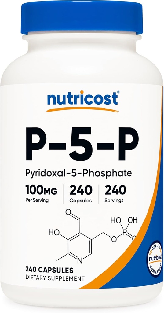 Nutricost P5P Vitamine B6 Supplément 100mg, 240 Capsules (Pyridoxal-5-Phosphate) - Végétarien amical, non-OGM, sans gluten