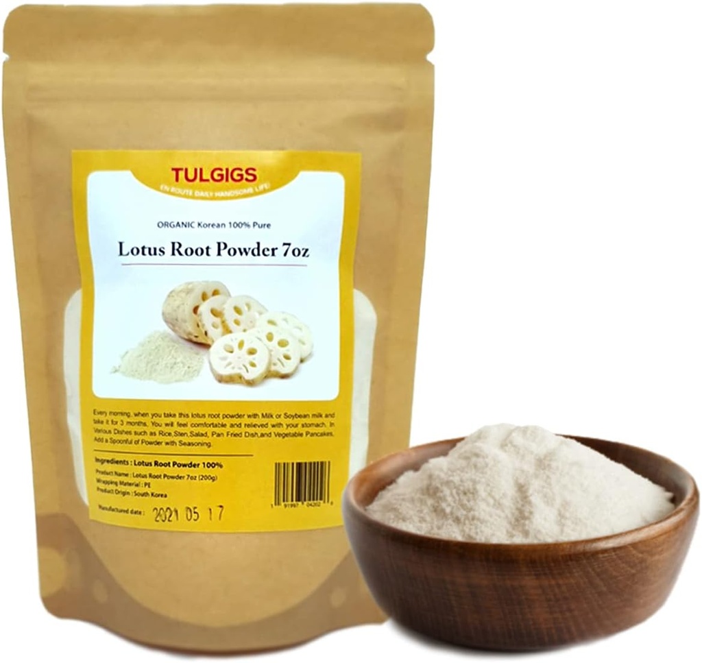 Poudre de racine de lotus 7Oz(200g) naturel 100% pure fibre saine vitamine C acide amino fait en CORÉE