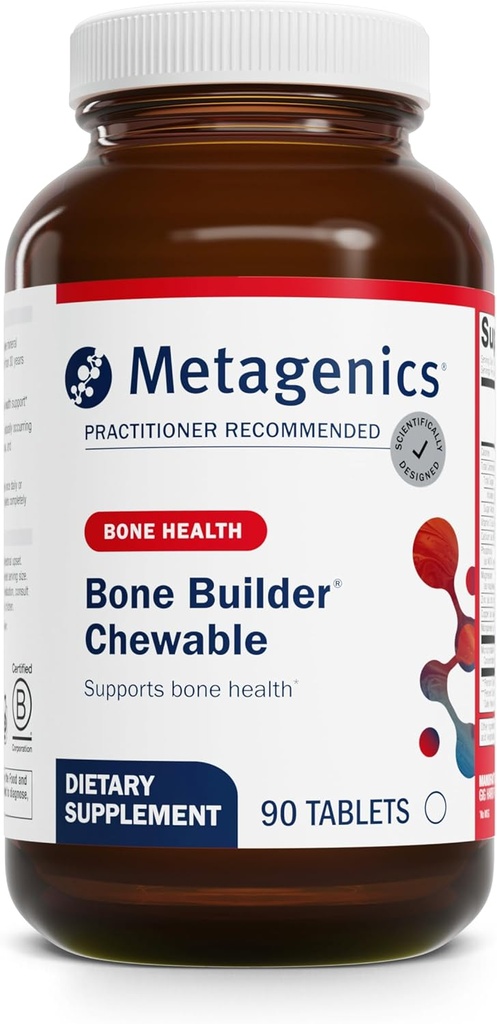 Metagenics Bone Builder Chewable Supplement- Calcium, Vitamin D & Magnesium for Bone Strength & Teeth Health* - Supports Cardiovascular & Immune Function* - Non-GMO, Gluten-Free - 90 Chewable Tablets
