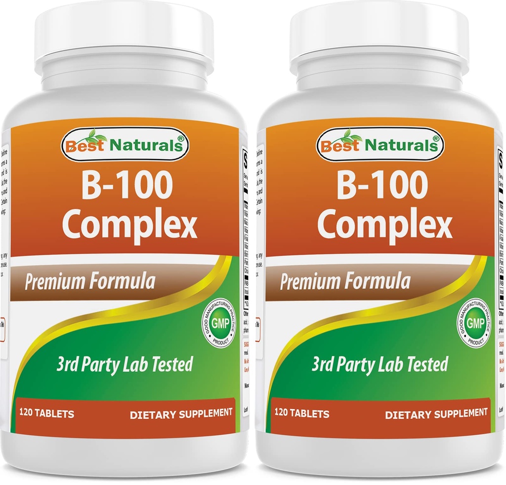 Meilleurs produits naturels B 100 Comprimés complexes 120 (B vitamines complexes) (120 Nombre (paquet de 2))