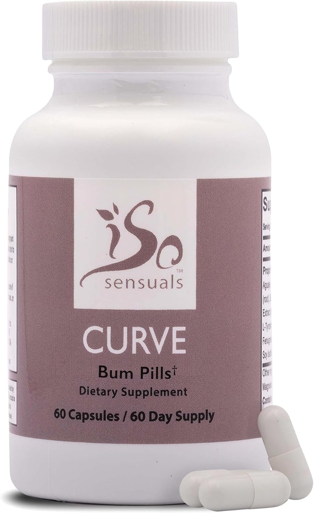 IsoSensuals Curve Butt Enhancement Pills - Bum Bum Booty Pills pour gros seins. 60 Capsules faciles à avaler