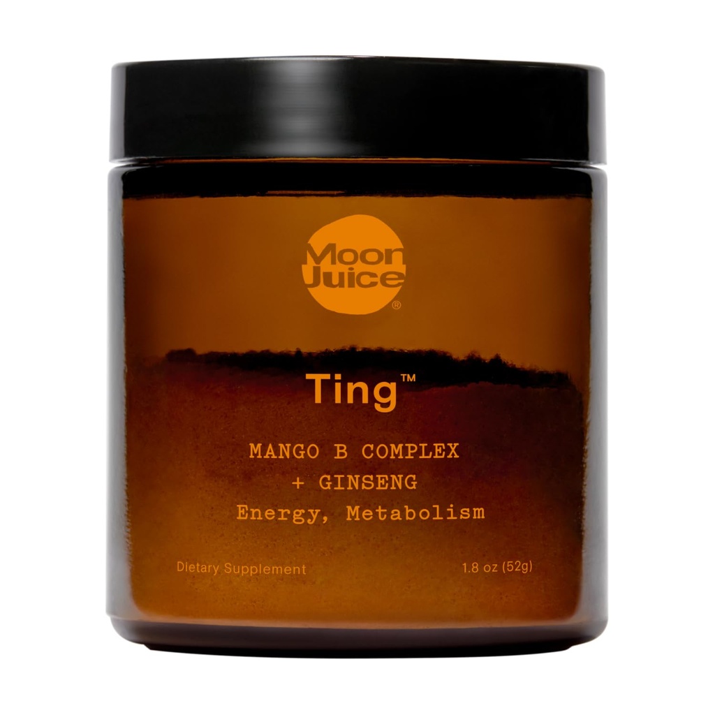 Jus de lune - Complexe Ting Mango Vitamine B + Supplément Ginseng - Jarre (25 portions) - Sans caféine énergie, métabolisme et humeur - Organic Tulsi & Guava - 3ème partie testée - Vegan & Non OGM - 1,7oz