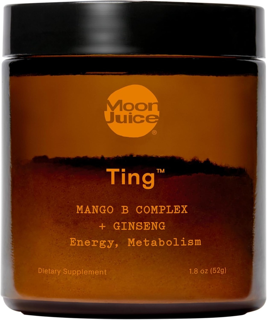 Jus de lune - Complexe Ting Mango Vitamine B + Supplément Ginseng - Jarre (25 portions) - Sans caféine énergie, métabolisme et humeur - Organic Tulsi & Guava - 3ème partie testée - Vegan & Non OGM - 1,7oz