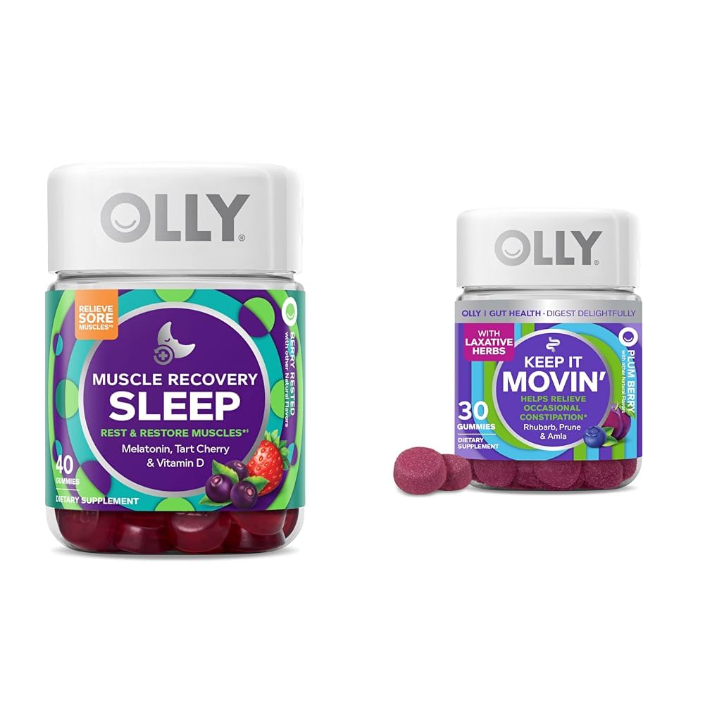 Gommies de sommeil avec Mélatonine, Tart Cherry et Vitamine D, Gommies de soulagement de la constipation avec Rhubarb, Prunes et Amla - 40 & 30 Compte