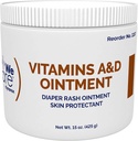 Dynarex Vitamines A & D Onguent, Onguent avec Vitamine A et Vitamine D Protection de la peau, pour Rash de couches et désagrément, Blanc, 15 oz Jar