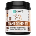 Poudre de protéines végétaliennes complète de Zhou Plant - Poudre de protéines végétales pour les femmes et les hommes, mélange de riz et de pois non laitiers pour les smoothies et les shakes, 21g de protéines par portion - chocolat, 17.7oz (16 portions)