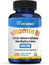 120 Capsules contenant 500 mg de vitamine B1, formulées avec de la benfotiamine, et non OGM, végétalien et sans gluten (1)