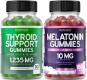 Support thyroïdien pour les femmes et les hommes (90 Gummies) Supplément de soutien - Delicious Apple Flavor - Mélatonine Gummies pour les adultes (180 comte) - Dissoudre rapidement Mélatonine 10mg Gummies - Non OGM, Vegan & USA Made