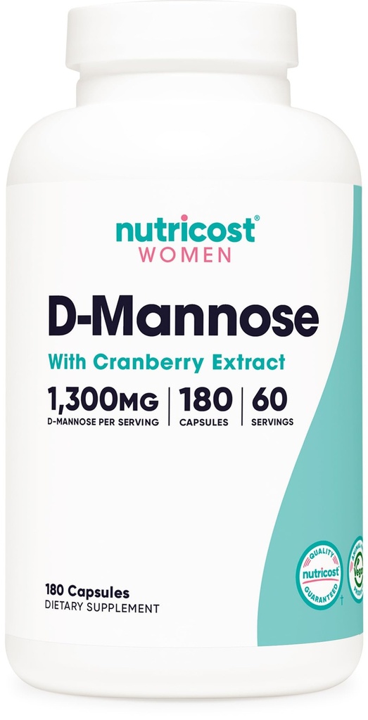Nutricost D-Mannose avec extrait de canneberge pour femmes 1300mg 180 Capsules