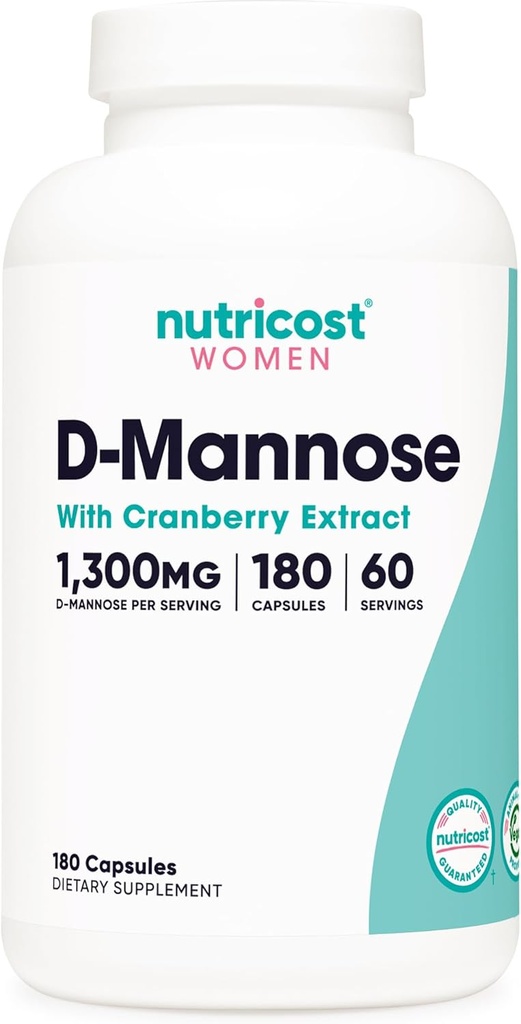 Nutricost D-Mannose avec extrait de canneberge pour femmes 1300mg 180 Capsules