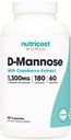 Nutricost D-Mannose avec extrait de canneberge pour femmes 1300mg 180 Capsules