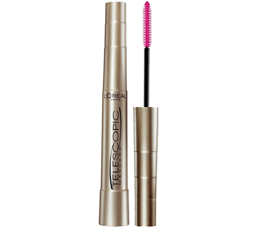 L'Oreal Paris Maquillage Telescopique Mascara de séparation de la laisse avec brosse double précision, lavable, noir noir, 0.27 Fl Oz., 1 Compte