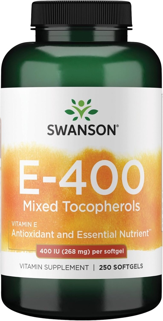 Swanson Vitamine E Tocophérols mélangés 400 Iu (268 Milligrammes) 250 gels