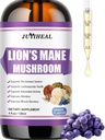 Lions Mane Liquid - Soutien du cerveau, énergie, mémoire et focus - Supplément Lions sans sucre et sans alcool - 4 Fl OZ, 4 mois d'approvisionnement, arômes de raisin