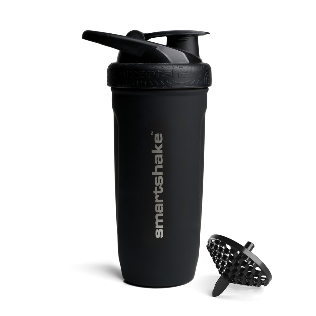 Smartshake Reforce en acier inoxydable Protein Shaker Bouteille - Bouteille de Gym Unisexe Non Isolée - 900 ml - 30 oz - Couvercle vissé étanche - sans DEHP et BPA (noir)